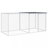 Cumpara ieftin Cusca pentru gaini cu acoperis, antracit, 203x98x90 cm, otel galvanizat