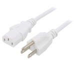 Cablu IEC C13 3x18AWG 1,8m mamă NEMA 5-15 alb PVC
