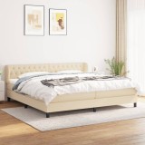 Pat box spring cu saltea, crem, 200x200 cm, textil GartenMobel Dekor, vidaXL