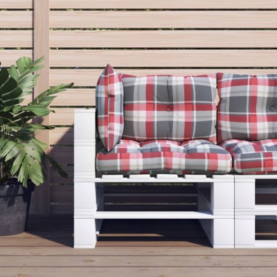 vidaXL Perne pentru paleți, 3 buc., roșu carouri, material textil foto