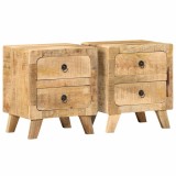 VidaXL Noptiera 2 buc 40x32x46 cm Lemn masiv Mango brut