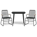 Cumpara ieftin Set cu masa pentru gradina, 3 piese, negru, ratan PVC