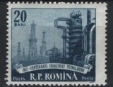 Timbru Rom&acirc;nia &ndash; 1957 Centenarul Industriei Petrolifere, 20 Bani, obliterat -A90