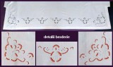 Cearceaf cu broderie sparta cusuta de mana, cearsaf cu motiv margarete cu colturi in L, 210x152cm