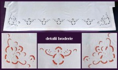 Cearceaf cu broderie sparta cusuta de mana, cearsaf cu motiv margarete cu colturi in L, 210x152cm
