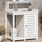 vidaXL Masă de plantare cu rafturi alb 82,5x50x109,5 cm lemn masiv pin 832423