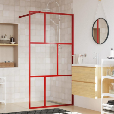 vidaXL Paravan duș walk-in, roșu, 100x195 cm, sticlă ESG transparentă foto
