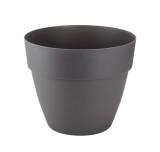 Ghiveci din plastic Gardena Lux, cu suport scurgere, interior / exterior, rotund, antracit, 40 x 34 cm