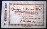 73. GERMANIA DEUTSCHE REICHSBAHN CASSEL 20 MILIARDE MARCI ZWANZIG MILLIARDEN MARK 24.10.1923 SR. 565