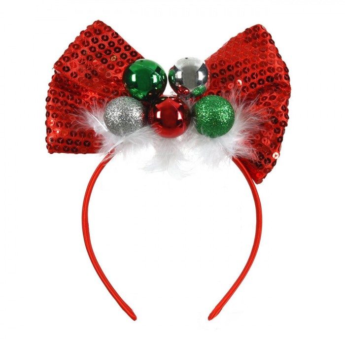 Coroniță De Crăciun, Model Funda Roșie, Paiete și Pene, Multicolor