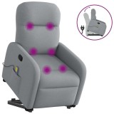 Cumpara ieftin Fotoliu de masaj rabatabil cu ridicare, gri deschis, textil