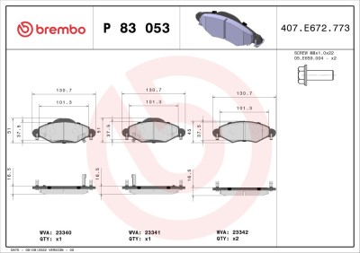 BREMBO P 83 053 PRIME LINE set placute frana disc foto