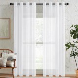 Draperie 140 x 210 cm, Set 2 Bucati, Prindere cu Inele, Alb - CN