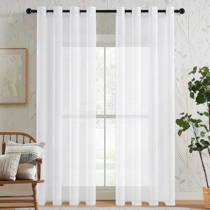 Draperie 140 x 210 cm, Set 2 Bucati, Prindere cu Inele, Alb - CN