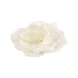 Floare textila din organza pentru haine Crisalida, diametru 8 cm, Trandafir crem
