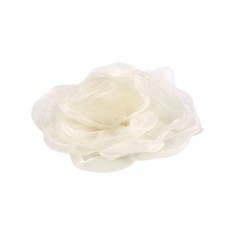 Floare textila din organza pentru haine Crisalida, diametru 8 cm, Trandafir crem