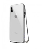 Husa compatibila cu Apple pentru Iphone 7 Magnetica Silver, MyStyle Perfect Fit cu spate de sticla securizata