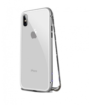 Husa cu Bumper din Aluminiu cu prindere Magnetica si spate din Sticla Temperata Securizata pentru iPhone X foto