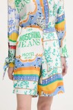 Moschino Jeans pantaloni scurti femei, culoarea alb, modelator, high waist, 0342 3735
