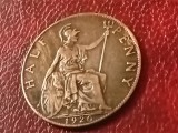 1/2 Half penny 1920 UK, stare EF+ / aUNC [poze], Europa