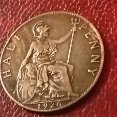 1/2 Half penny 1920 UK, stare EF+ / aUNC [poze]