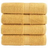 Cumpara ieftin Prosoape de baie premium, SOLUND, 4 buc., aurii, 30 x 30 cm, 600 g/m&sup2;
