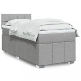 Cumpara ieftin Pat continental cu saltea, gri deschis, 80x200 cm, textil