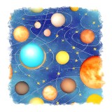 Cumpara ieftin Sticker decorativ Sistemul Solar Multicolor 55cm, Autocolant PVC, Camera Copilului, Autoadeziv