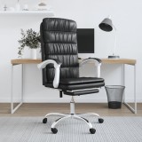 Fotoliu Birou Rabatabil vidaXL, Piele Ecologica Neagra, Pivotant 360&deg;, Inaltime Reglabila, Suport Picioare