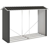 Outsunny Suport de Lemne cu Structură din Oțel Galvanizat 240x86x160cm Negru | Aosom Romania