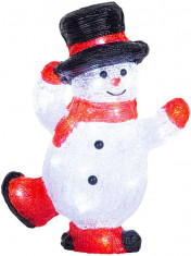 MagicHome Decorațiuni de Crăciun, Om de zăpadă, 30 LED, alb rece, acrilic, IP44, exterior, 22x14x30 cm foto