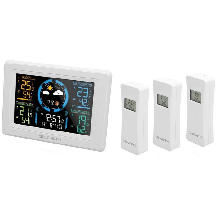 Statie meteo interior-exterior GoGEN ME 3397 W, LCD color, 3 senzori inclusi,