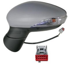 Oglinda usa exterioara Ford Fiesta, 09.2013, partea Stanga, reglare electrica; grunduit; incalzit; sticla convexa; geam cromat; cu Lucas, mufa cu 8