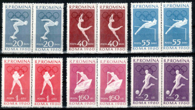 Romania 1960, LP 499, Jocurile Olimpice Roma II, seria in pereche, MNH! foto