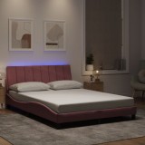 vidaXL Cadru de pat cu lumini LED, roz, 120x200 cm, catifea