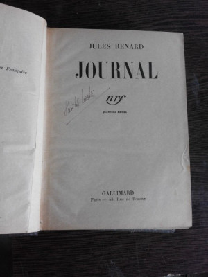 JOURNAL - JULES RENARD (CARTE IN LIMBA FRANCEZA) foto