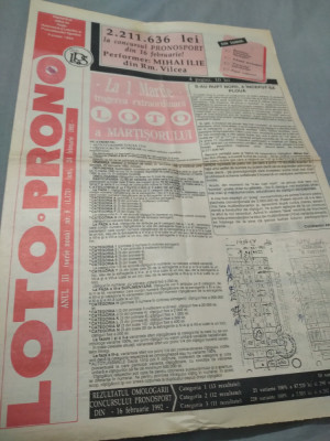 ZIAR LOTO-PRONO NR, 8 24 FEBROARIE 1992 CUPELE EUROPENE foto