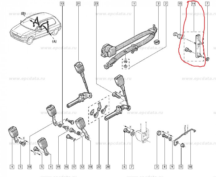 Chinga elastica OE Renault Clio la centura de siguranta , originala 7701367137 Kft Auto