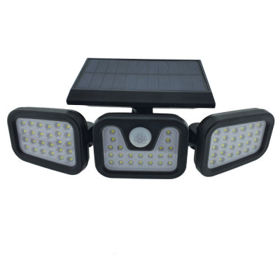 Lampa LED tripla, reglabila, cu incarcare solara, LTC 76691, 20W, SMD, 800lm, acumulator 2400mAh, cu senzori, neagra foto