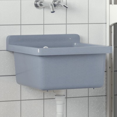 vidaXL Chiuvetă lavoar pentru montare pe perete gri 40x40x24 cm rășină foto