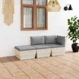 vidaXL Set mobilier grădină din paleți cu perne, 3 piese, lemn molid 3063421