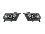Set faruri tuning Ford Mustang 02.2009-01.2015 BestAutoVest dreapta+stanga fata, tip bec H1+H1, angel eyes, reglaj manual, culoare negru