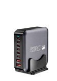 Cumpara ieftin Incarcator Desktop iSEN 320W GaN, Negru, 8 Porturi USB (6x USB-C + 2x USB-A), PD 100W, Incarcare Rapida Multi-Dispozitiv