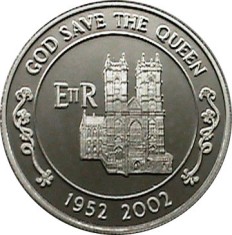 Ascension Island 50 Pence 2002 (Golden Jubilee) Cupru-nichel, KM-15 UNC !!!