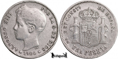 1900 SM-V, 1 Peseta - Alfonso al XIII-lea - Regatul Spaniei | KM 706 foto