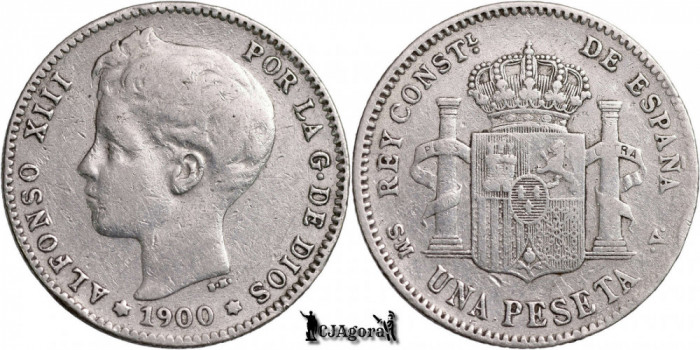 1900 SM-V, 1 Peseta - Alfonso al XIII-lea - Regatul Spaniei | KM 706