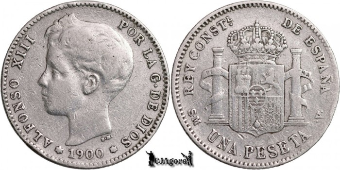 1900 SM-V, 1 Peseta - Alfonso al XIII-lea - Regatul Spaniei | KM 706