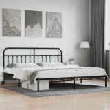 VidaXL Cadru de pat metalic cu tăblie, negru, 200x200 cm 352585