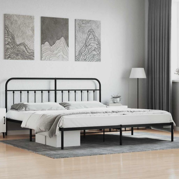 vidaXL Cadru de pat metalic cu tăblie, negru, 200x200 cm 352585