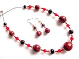 Set Bijuterii Handmade: Colier și Cercei Fimo, Perle Sticlă, Cristale - Elegant &amp; Unicat